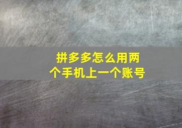 拼多多怎么用两个手机上一个账号