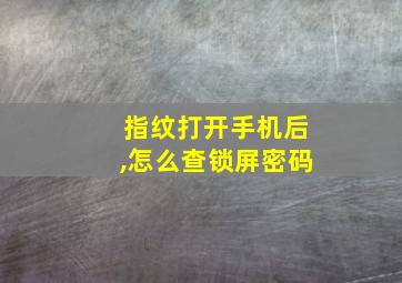 指纹打开手机后,怎么查锁屏密码