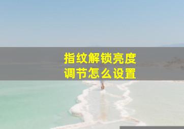 指纹解锁亮度调节怎么设置