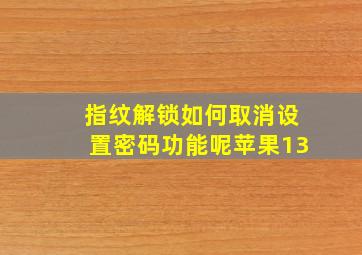 指纹解锁如何取消设置密码功能呢苹果13