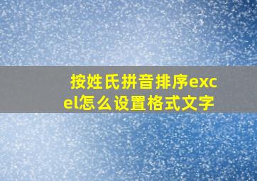 按姓氏拼音排序excel怎么设置格式文字