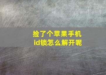 捡了个苹果手机id锁怎么解开呢