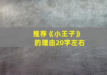 推荐《小王子》的理由20字左右