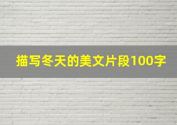 描写冬天的美文片段100字