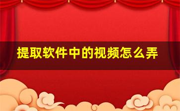 提取软件中的视频怎么弄