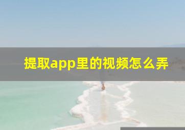 提取app里的视频怎么弄