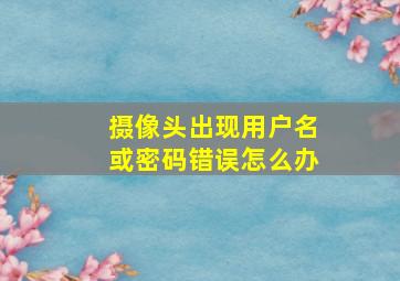 摄像头出现用户名或密码错误怎么办