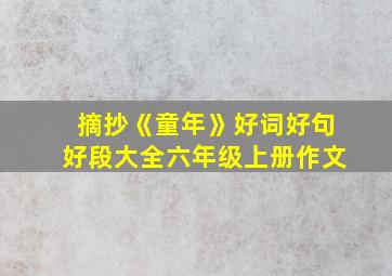 摘抄《童年》好词好句好段大全六年级上册作文