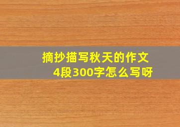 摘抄描写秋天的作文4段300字怎么写呀