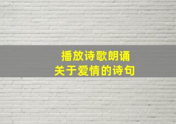 播放诗歌朗诵关于爱情的诗句