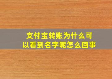 支付宝转账为什么可以看到名字呢怎么回事