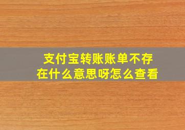 支付宝转账账单不存在什么意思呀怎么查看