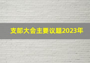 支部大会主要议题2023年