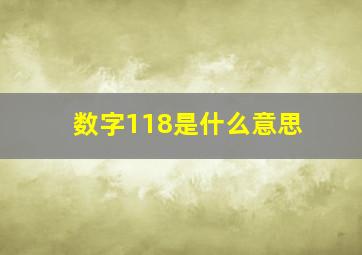 数字118是什么意思