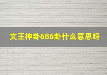 文王神卦686卦什么意思呀