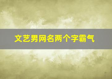 文艺男网名两个字霸气