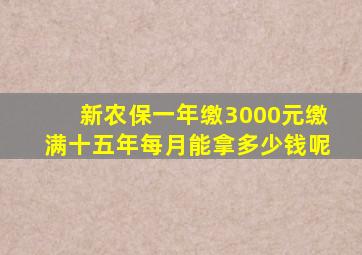 新农保一年缴3000元缴满十五年每月能拿多少钱呢