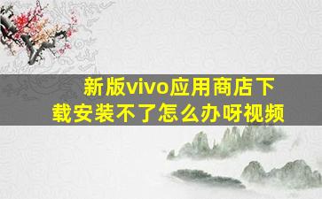 新版vivo应用商店下载安装不了怎么办呀视频