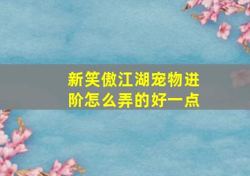 新笑傲江湖宠物进阶怎么弄的好一点