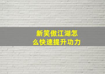 新笑傲江湖怎么快速提升功力