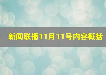 新闻联播11月11号内容概括