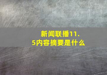 新闻联播11.5内容摘要是什么