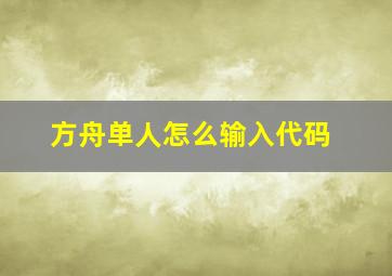 方舟单人怎么输入代码