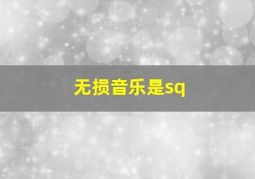 无损音乐是sq