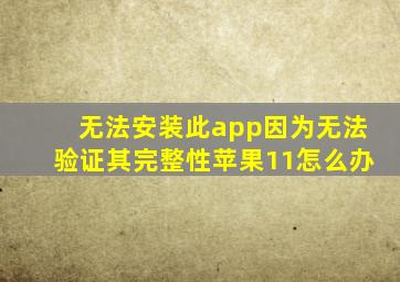 无法安装此app因为无法验证其完整性苹果11怎么办