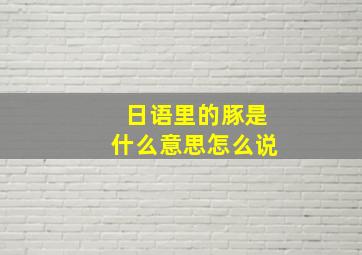 日语里的豚是什么意思怎么说