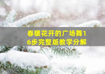 春暖花开的广场舞16步完整版教学分解