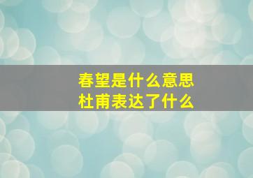 春望是什么意思杜甫表达了什么