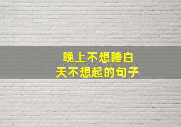 晚上不想睡白天不想起的句子