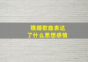 晚婚歌曲表达了什么思想感情