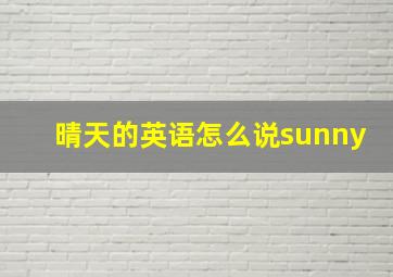 晴天的英语怎么说sunny