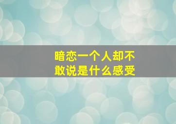 暗恋一个人却不敢说是什么感受