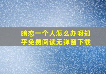 暗恋一个人怎么办呀知乎免费阅读无弹窗下载