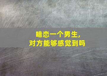 暗恋一个男生,对方能够感觉到吗