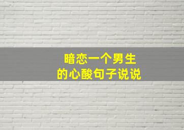 暗恋一个男生的心酸句子说说