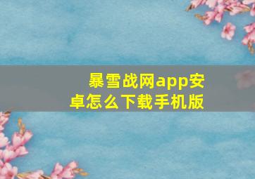 暴雪战网app安卓怎么下载手机版