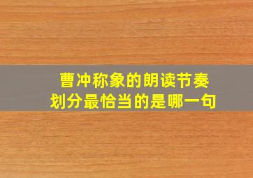 曹冲称象的朗读节奏划分最恰当的是哪一句