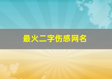 最火二字伤感网名