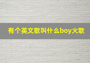 有个英文歌叫什么boy火歌