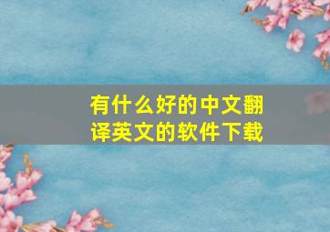 有什么好的中文翻译英文的软件下载