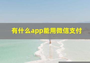 有什么app能用微信支付