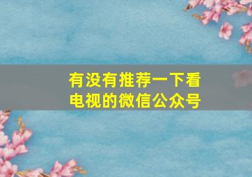 有没有推荐一下看电视的微信公众号