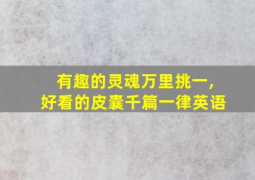 有趣的灵魂万里挑一,好看的皮囊千篇一律英语