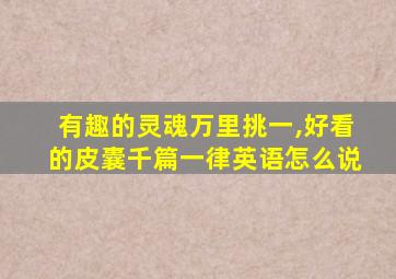 有趣的灵魂万里挑一,好看的皮囊千篇一律英语怎么说