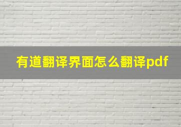 有道翻译界面怎么翻译pdf