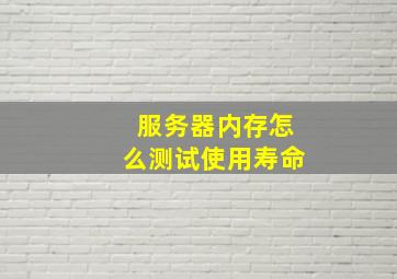 服务器内存怎么测试使用寿命